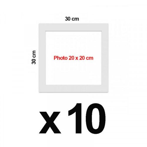 10 Passe-Partout - Blanc - 30x30cm - Photo 20x20cm - Pour Cadre - Encadrement