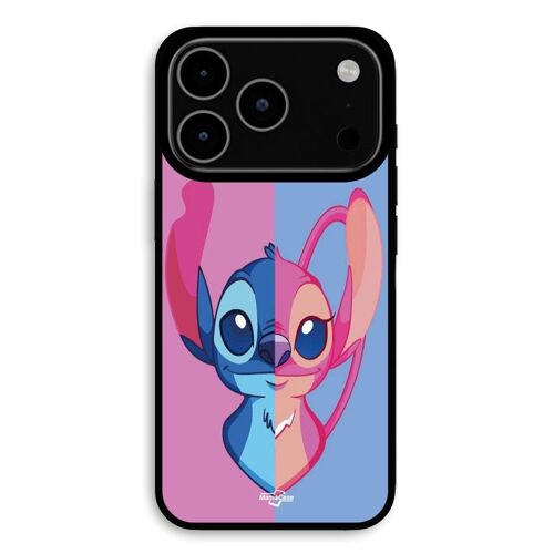 Coque Pour iPhone 17 Pro Stitch et Angel bleu et rose Maniacase