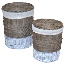 Lot de 2 panier à linge en rotin kubu gris tissé à la main DEC05045