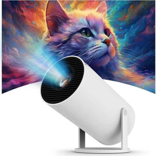 Mini Projecteur Android 11, 4K Videoprojecteur avec 120 ANSI Lumens, Rotation 180° et Auto Keystone, Wifi6/BT5.4, Projecteur Home Cinéma Compatible avec HDMI