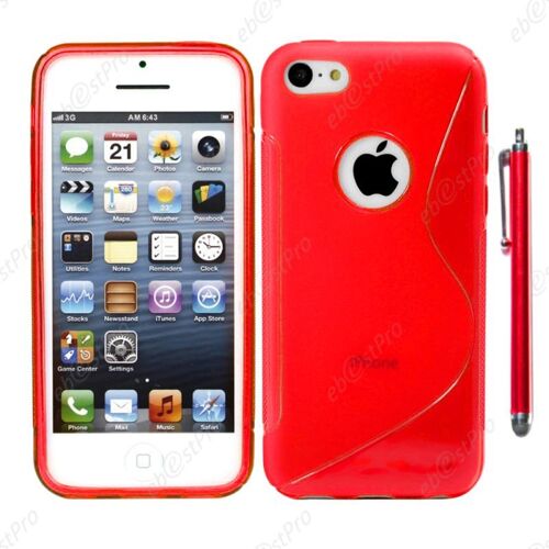 Ebeststar ® Pour Apple Iphone Se 5s 5 - Housse Etui Coque Silicone Gel Motif S-Line Protection Souple + Stylet, Couleur Rouge [Dimensions Precises De Votre Appareil : 123.8 X 58.6 X 7.6 Mm, Écran 4'']