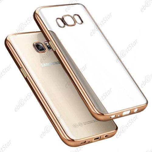 Ebeststar ®  Coque Silicone Gel Ultra Fine Housse Etui Souple Pour Samsung Galaxy S8 Plus, Couleur Transparent / Or [Dimensions Precises De Votre Appareil : 152.4 X 78.5 X 7.9 Mm, Écran 6.2'']