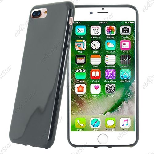 Ebeststar ®Coque Protection Silicone Etui Souple + Vitre Anti Casse Film Écran Verre Trempé Pour Apple Iphone 7 Plus Écran 5,5", Noir [Dimensions Precises De Votre Appareil : 158.2 X 77.9 X 7.3 Mm, Écran 5.5''] [Note Importante Lire Description]