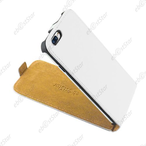 Ebeststar ® Film Protection Écranverre Trempé + Etuipu Cuir Clapet Ultra Fin Housse Coque Pour Apple Iphone 7 Plus Écran 5,5", Blanc [Dimensions Precises De Votre Appareil : 158.2 X 77.9 X 7.3 Mm, Écran 5.5''] [Note Importante Lire Description]