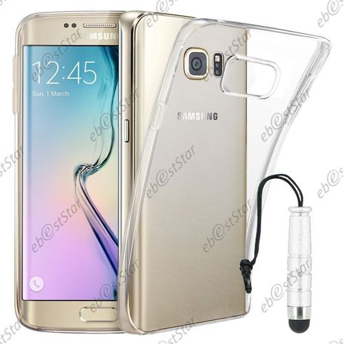 Ebeststar ® Pour Samsung Galaxy S6 Edge Sm-G925f G925 - Housse Etui Coque Silicone Gel Souple Ultra Fine 0,3mm Et Invisible + Mini Stylet, Couleur Transparent [Dimensions Precises De Votre Appareil : 142.1 X 70.1 X 7 Mm, Écran 5.1'']