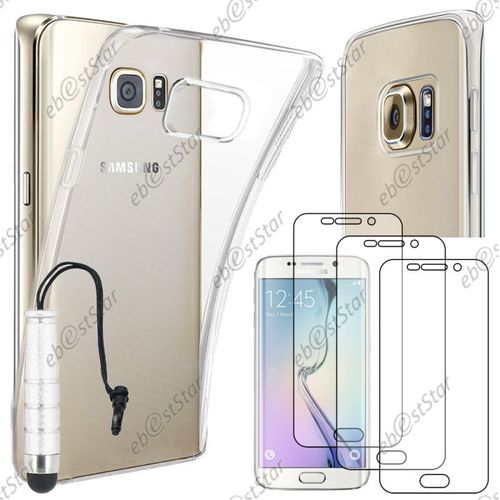 Ebeststar ® Pour Samsung Galaxy S6 Edge Sm-G925f G925 - Housse Etui Coque Silicone Gel Souple Ultra Fine 0,3mm Et Invisible + Mini Stylet + 3 Film Écran, Couleur Transparent [Dimensions Precises De Votre Appareil : 142.1 X 70.1 X 7 Mm, Écran 5.1'']