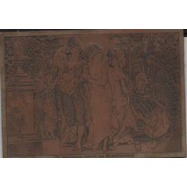 Plaque De Cuivre Pour Impression , Plaque Galvano Gravure Positif Kaemmerer 'mariage Sous Le Directoire'., Signée En Bas À Droite. 14 X 10 Cm