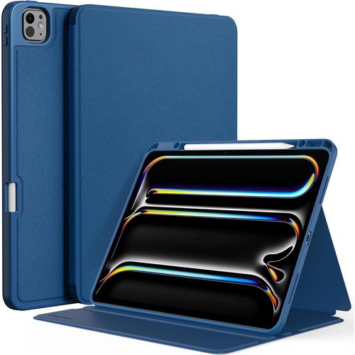 LORANKA-Coque pour iPad Pro 13 M4 2024 avec Porte-Stylo, Étui Fin Support Folio Fin, Visualisation Multi-Angles, Bleu Marine