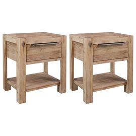 Vidaxl Tables De Chevet Avec Tiroirs 2 Pcs 40x30x48 Cm Acacia Solide
