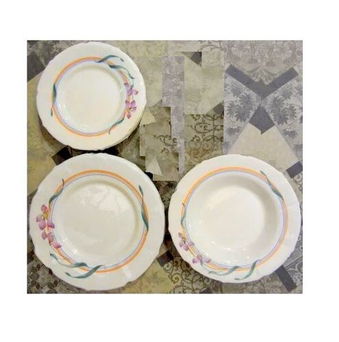 Assiettes Arcopal Enopaline Incassable Resistant Blanche Fleur Mauve Vaisselle Assiette Creuse 23cm Plate 25cm Dessert 20cm Verre Borosilicaté Opale Trempé Translucide Résistant Non Poreux Micro-Onde