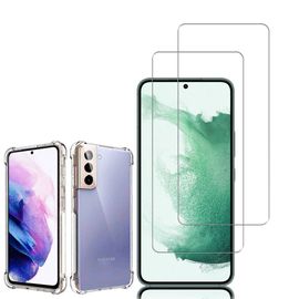Coque Silicone Tpu Souple Pour Samsung Galaxy S22+ 5g/ S22 Plus 5g 6.6" Anti-Choc Ultra Résistant Avec Coins Renforcés - Transparent + 2 Films Verre Trempé - Transparent