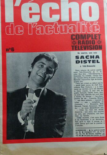 L'echo De L'actualité N°6 Sacha Distel En Couverture 1968