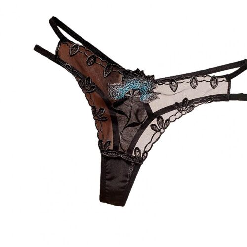String En Dentelle Brodée Pour Femme, Caleçon Taille Basse, Sous-Vêtement En Maille Transparente, Culotte String Pour Chambre À Coucher