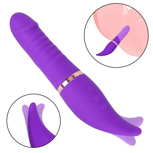 Godemichet Vibrant Télescopique Pour Femmes, 10 + 10 Vitesses, Stimulateur Clitoridien, Jouets Sexuels Pour Femmes, Sexe Oral, Léchage De La Langue, Point G