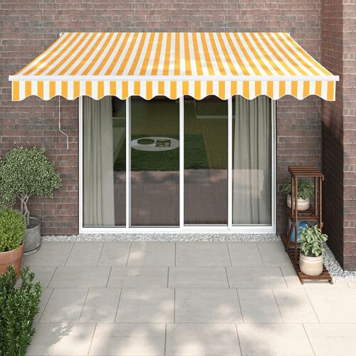 Vidaxl Auvent Rétractable Jaune Et Blanc 3,5x2,5 M Tissu Et Aluminium