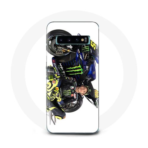 Coque Pour Samsung Galaxy S10 Valentino Rossi Pilote De Vitesse Fond Blanc