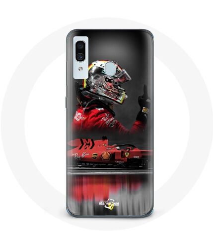 Coque pour Samsung Galaxy A30 Formule 1 Sebastian Vettel Pilote automobile F1 Rouge