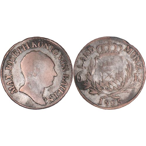 Allemagne - Royaume De Bavière - 1825 - 6 Kreuzer - Maximilien I Joseph - Argent 333¿ - Km#686 - 03-183