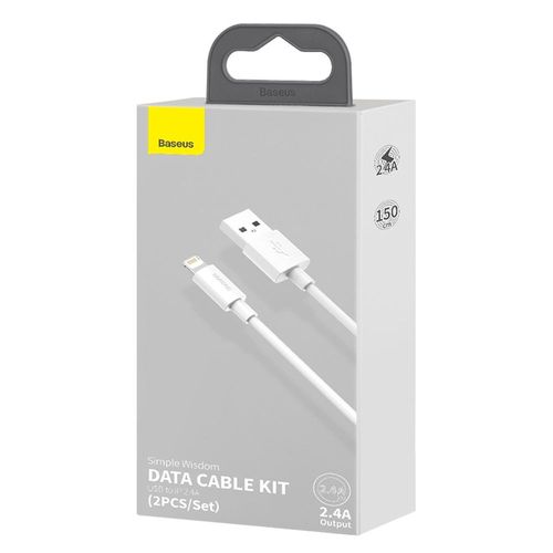 Baseus Lightning Simple Wisdom Cable (2pcs/set) 2.4a 1.5m White (tzca