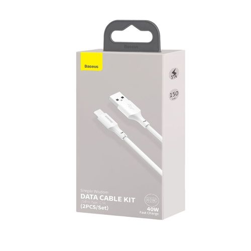 Baseus Type-c Simple Wisdom Cable (2pcs/set) 5a 1.5m White (tzcatzj-0
