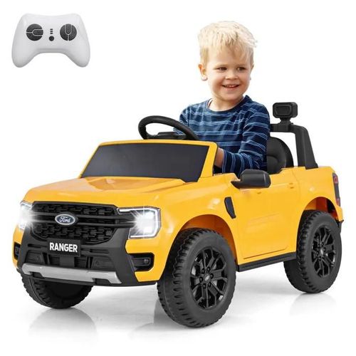 Ford Voiture Électrique Enfant 12v 7ah Avec Télécommande, Musique & Lumières Led & Histoire, Charge 30kg, 3-6 Ans, Jaune