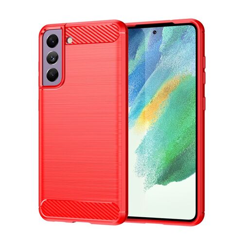 Coque pour Samsung Galaxy S21 FE,Technologie de Sérigraphie Protection TPU Housse Étui,Rouge