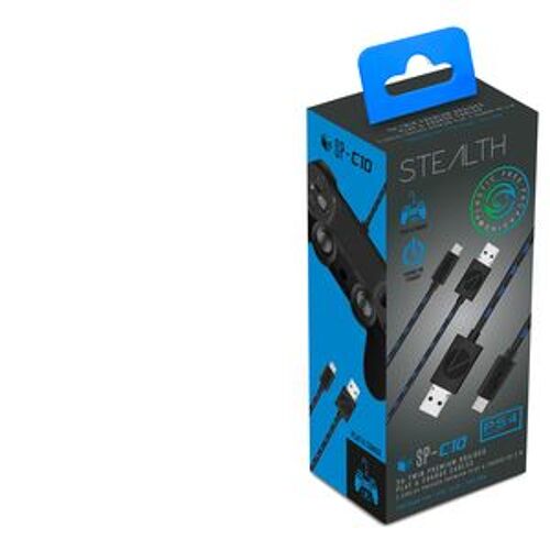 Lot De 2 Cables Play & Charge Tressés 3m Pour Manettes Ps4