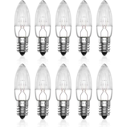 KALANKA-8V E10 Ampoule pour Arc de Bougie de Noël, Ampoule Arc de Bougie 2200K Blanc Chaud, E10 Tapered Bougie MES, Ampoule de Noël de rechange, Ampoule E10 de Noël, Lumières de Fées, Chandelier