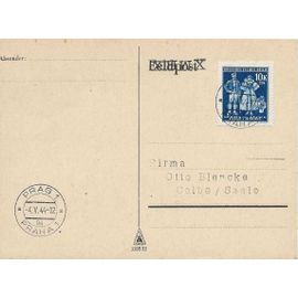 Bohème Moravie - Tchécoslovaquie, Occupation Allemande 1944, Belle Carte Affranchie, Non Écrite, Verso Vierge, Timbre Yvert 114, 5ème Anniv. Du "Protectorat Allemand", Costumes Traditionnels Tbe -