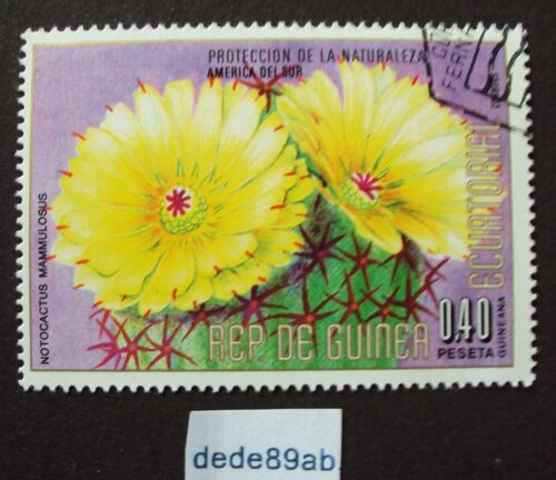 Rep. De Guinea Ecuatorial..  0.40peseta . Notocactus Mammulosus . Fleurs De Cactus . Oblitéré Used Stamp