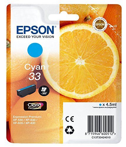 Epson Cartouche d'Origine T33 ""Oranges"" - Encre Claria Home Cyan
