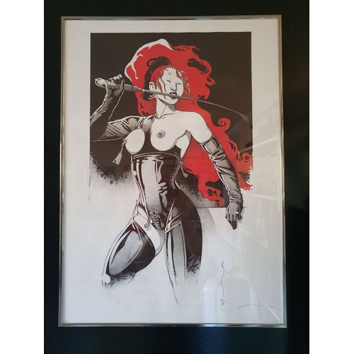 Sérigraphie Michetz Fond Rouge Et Noir