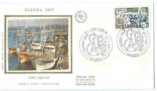 Enveloppe 1er Jour Europa Port Breton 23/04/1977 Paris N° 1929.