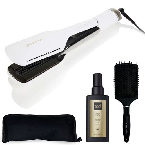Ghd - Lisseur Séchant Dust Style Blanc Avec Huile, Trousse De Rangement Et Brosse