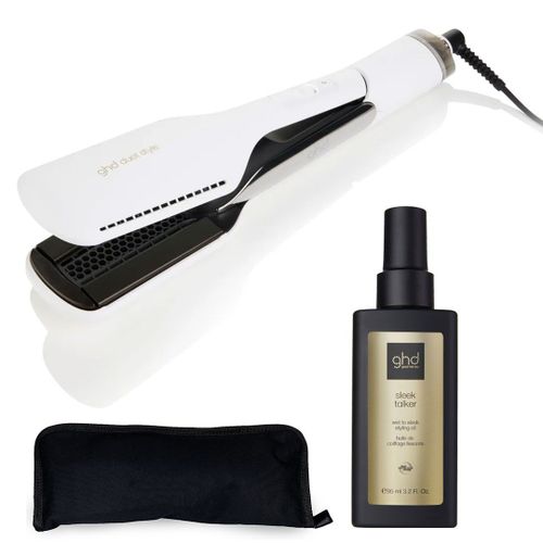 Ghd - Lisseur Séchant Dust Style Blanc Avec Huile Et Trousse De Rangement