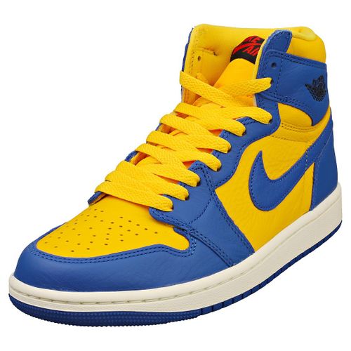 Nike Air Jordan 1 Retro Hi Baskets Mode Jaune Bleu