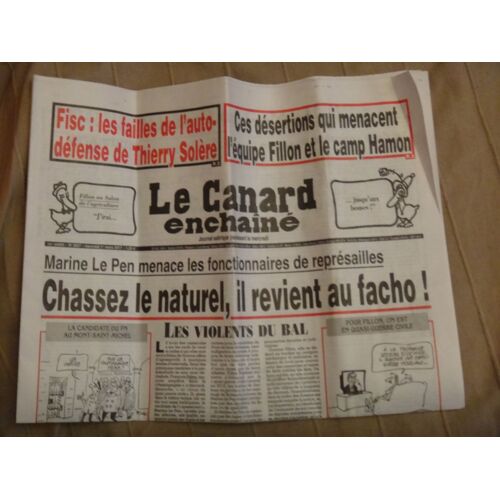 Le Canard Enchaîné 5027 : Ces Désertions Qui Menacent L'équipe Fillon Et Le Camp Hamon