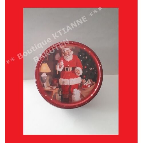 Boîte Ronde En Métal - Père Noël - Dessin Vintage - Diamètre 14 Cm - Pour Conservation De Bredele - Gâteaux - Biscuits - Friandises