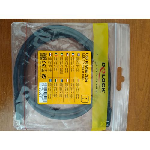 Delock 80037 Câble USB 10 Gbps, USB Type-C¿ mâle à USB Type-C¿ mâle coudé vers la gauche / droite 1 m 4K PD 60 W avec E-Marker