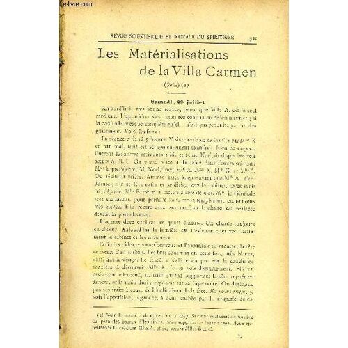 Revue Scientifique Et Morale Du Spiritisme 11e Annee N°6 - Les Materialisations De La Villa Carmen.. Gabriel Delanneune Série De Séances Avec Madame Bardelia.. D. Dusart..La Société ...