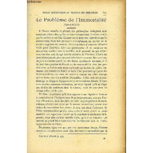 Revue Scientifique Et Morale Du Spiritisme 12e Annee N°11 - Le Problème De L¿Immortalité. Gabriel Delanne.Sur L¿Identité Des Personnalités Psychiques. X..Le Professeur Morselli Et Le ...