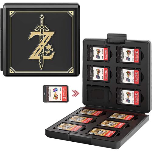 Étui Pour Cartes De Jeu Nintendo Switch, Porte-Cartes De Jeu Pour Jeux Nintendo Switch Avec 24 Emplacements (Black Zelda Sword)