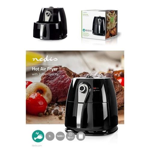 Friteuse sans huile Air Fryer 3L 1400W avec Tiroir amovible avec revêtement anti-adhérant 80-200 °C