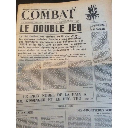Combat N°9119 Du 17/10/73 : Proche Orient / Kissinger & Duc Tho, Prix Nobel