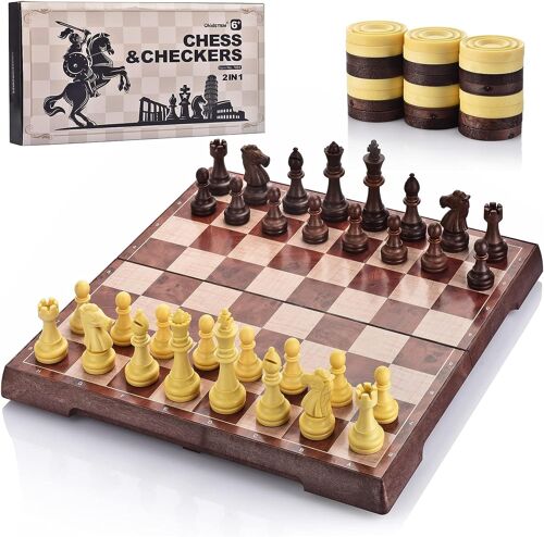 En 1 Magnétiques Jeux D'échecs Avec Dames Et Echequier De Voyage Pliable Pour Enfants Et Adultes--