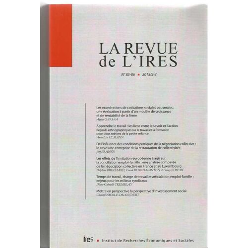 La Revue De L Ires 85 86 Exonérations De Cotisations Sociales Patronales