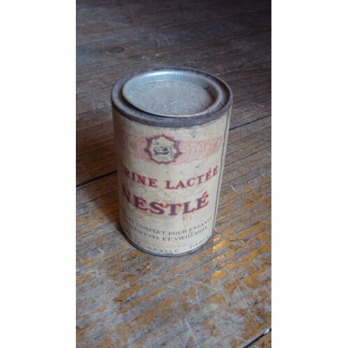 Ancienne Boite Metal Tole "Farine Lactée Nestlé",Etiquette Papier,Ca 1920.