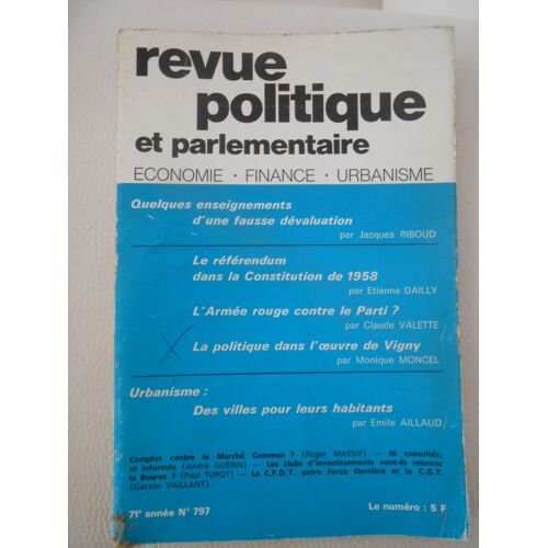 Revue Politique Et Parlementaire N°799 Économie Finance Urbanisme