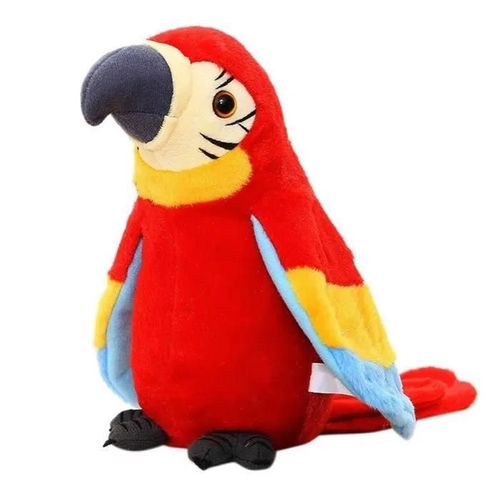 Perroquet électrique parlant Jouet en peluche Oiseau Répète ce que tu dis Cadeaux pour enfants Cadeaux pour bébés Rouge -Qqmora