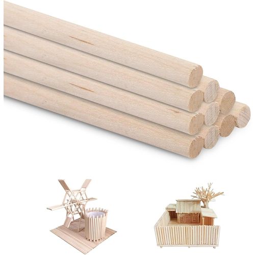 Tianyi-10pcs Bâtonnets De Bois,Batonnet En Bois,Bâtons De Travaux Manuels Bâton Rond, Tiges Longues En Bois Bâtons En Bois Ronds Tourillon Bois Dur Non Finis Pour L'artisanat De Bricolage, 30cmx4 Mm